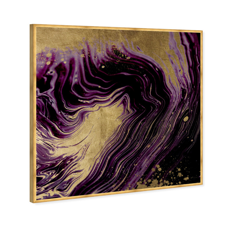 Plum And Gold Agate Abstract Picture Frame Painting Print On