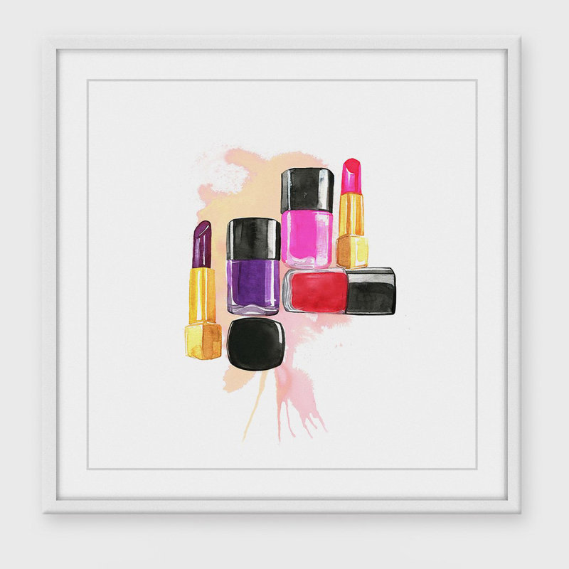 Rosdorf Park Nails Lips Framed Watercolor Painting Print On