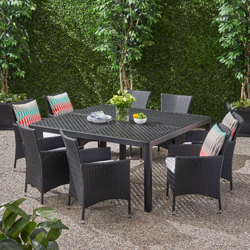 Red Barrel Studio Ellenburg Outdoor 9 Piece Dining Set With Cushions Wayfair