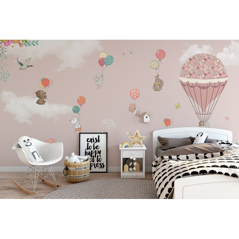 Harriet Bee Hollar Cartoon Animals Hot Air Balloon Wall Mural