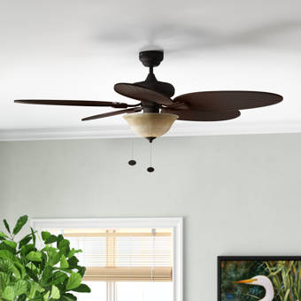Bayou Breeze 52 Kalista 5 Blade Leaf Blade Ceiling Fan With Pull Chain And Light Kit Included Reviews Wayfair