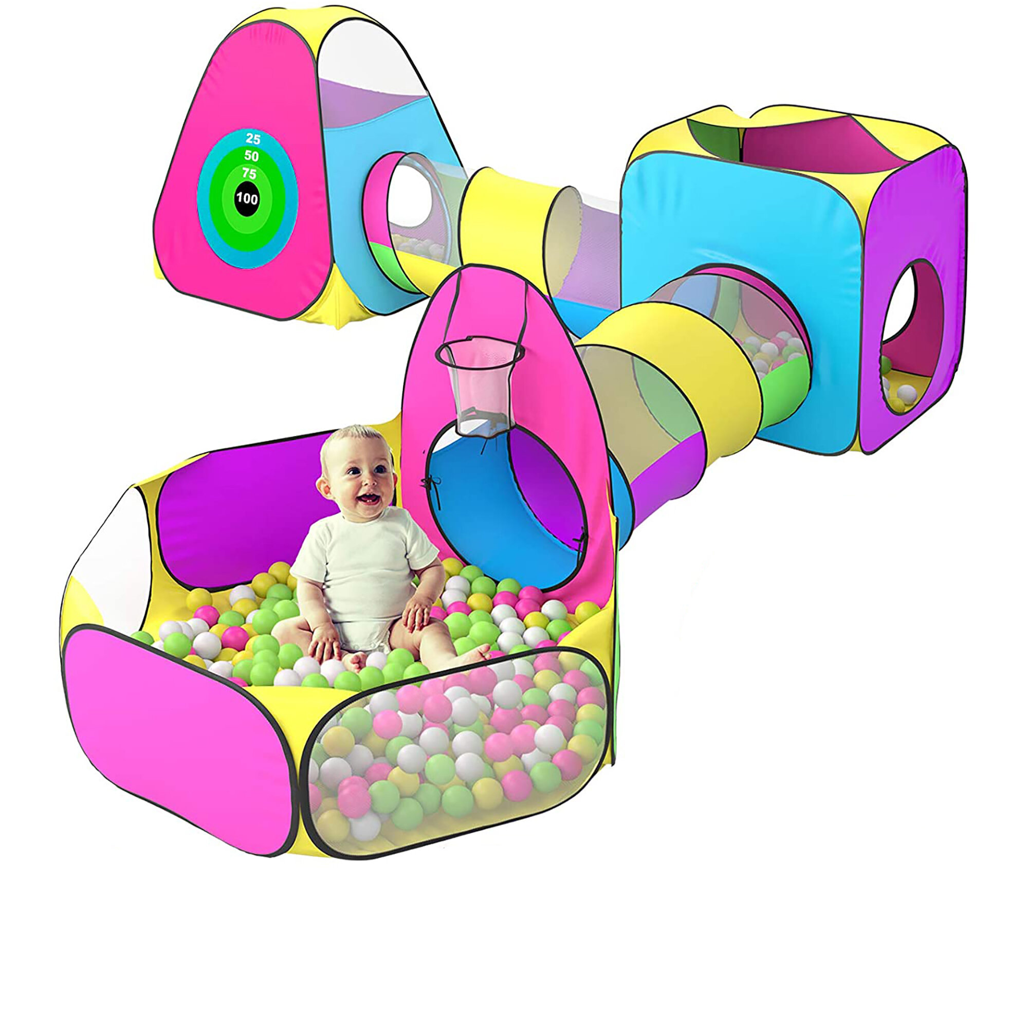 3 In 1 Children Baby Kids Ball Play Tent Tunnel Play House In/Outdoor Toy Gift 