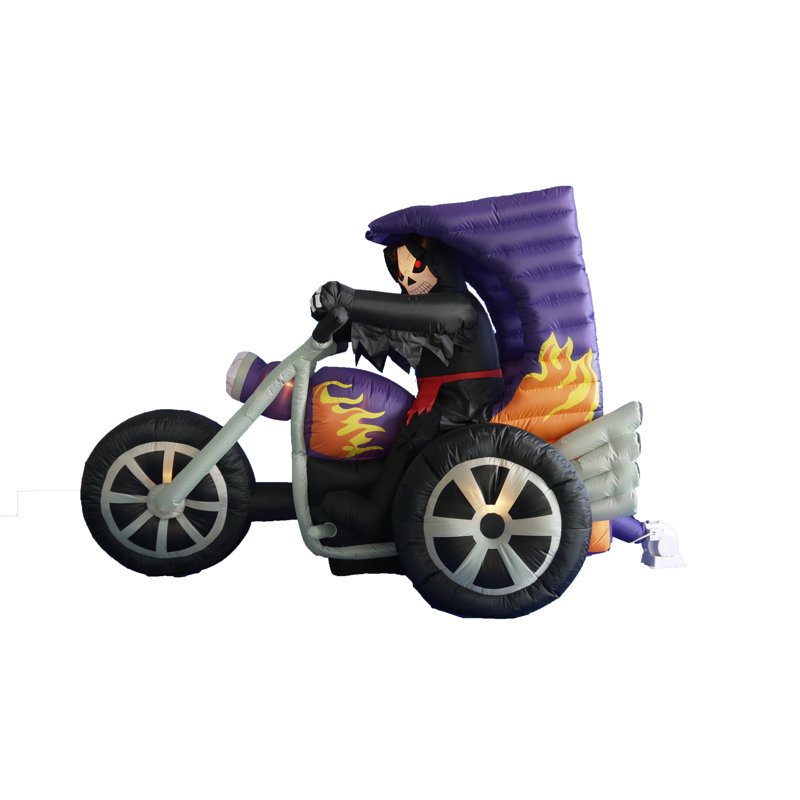 The Holiday Aisle Halloween Inflatable Skeleton On Motorcycle