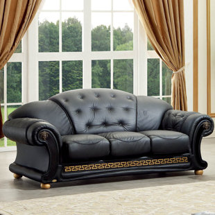 Alexzander Leather Sofa by Astoria Grand Wonderful