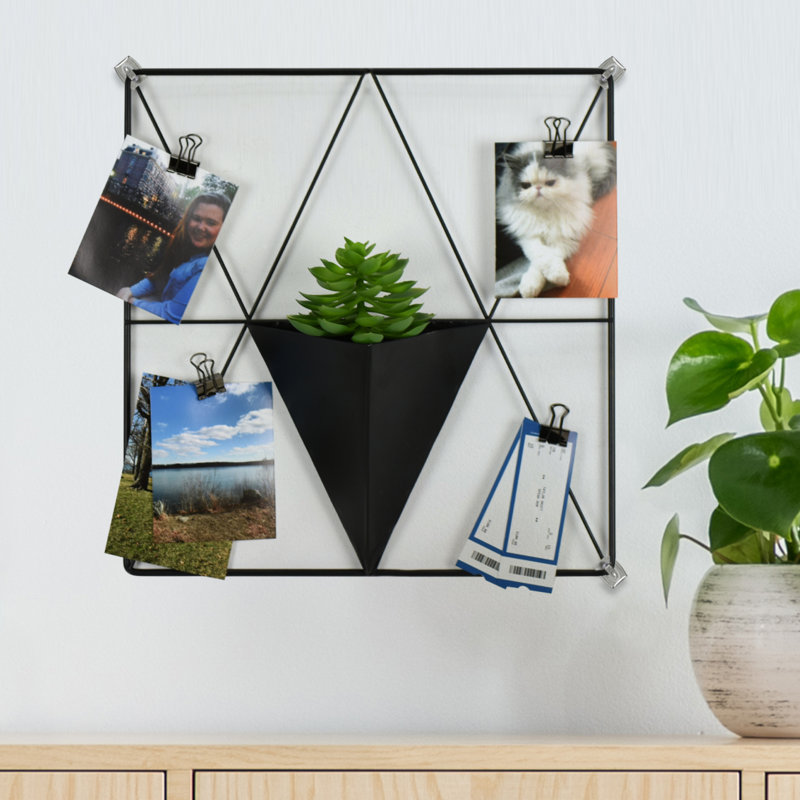 Ebern Designs Splendora Metal Grid Pocket Wall Organizer With Key