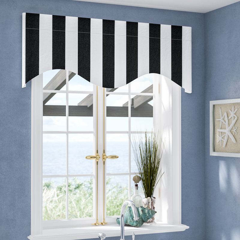 Longshore Tides Hazeltine Stripe Cornice 50 Kitchen Curtain