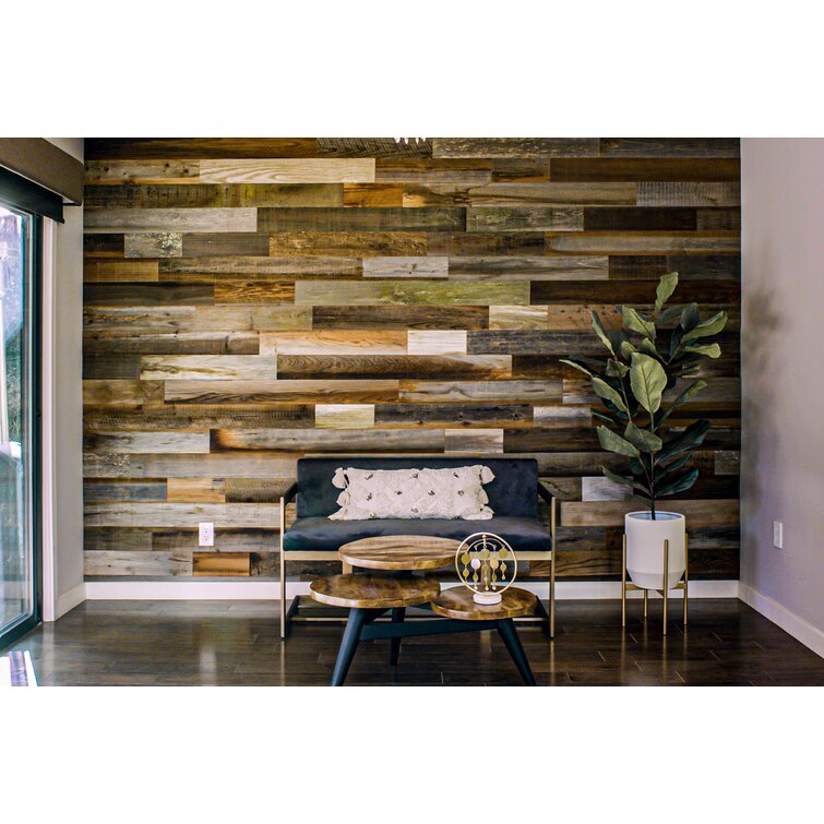 10 Sq Ft, Black DIY Easy Peel and Stick Wood Wall Paneling Reclaimed Weathered Redwood Weekend Walls