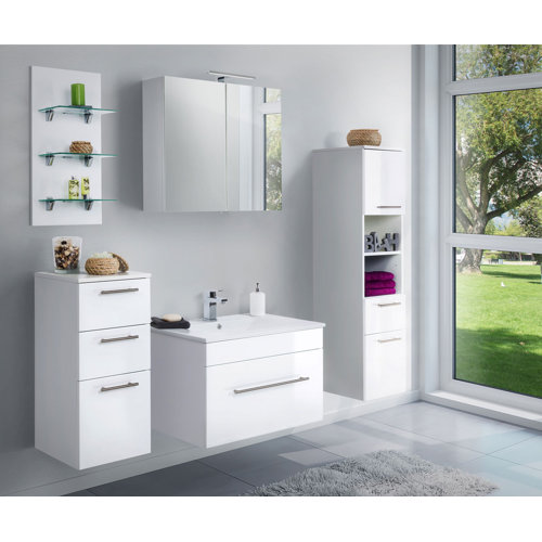 Viva 5-Piece Bathroom Furniture Set Belfry Bathroom Furniture Finish: High-gloss White
