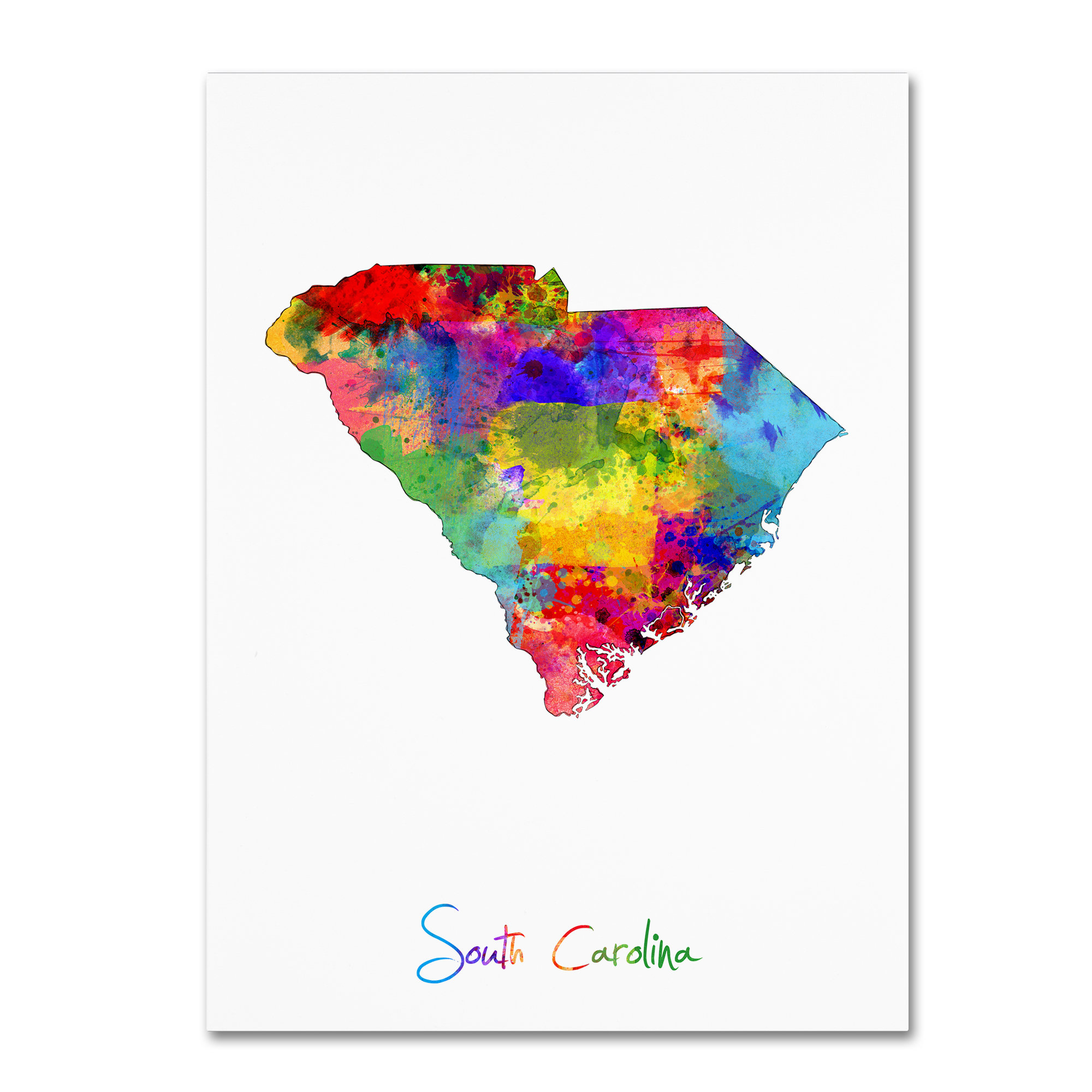 South Carolina Map Picture Artwork Print upon Wrapped Canvas photo regarding Printable Map of South Carolina referred to as South Carolina Map Image Artwork Print upon Wrapped Canvas