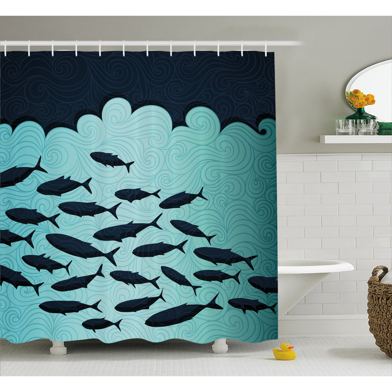 East Urban Home Fish Dive Nautical Decor Single Shower Curtain Wayfair