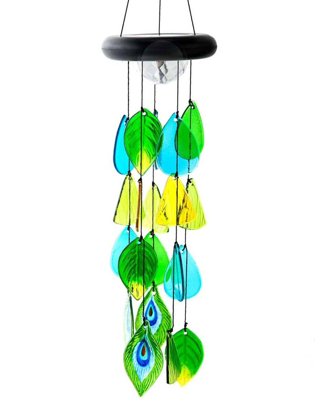 1Pc Hummingbird Metal Wind Chime Glass Pieces Pendants Wind Bell Iron Wrought 