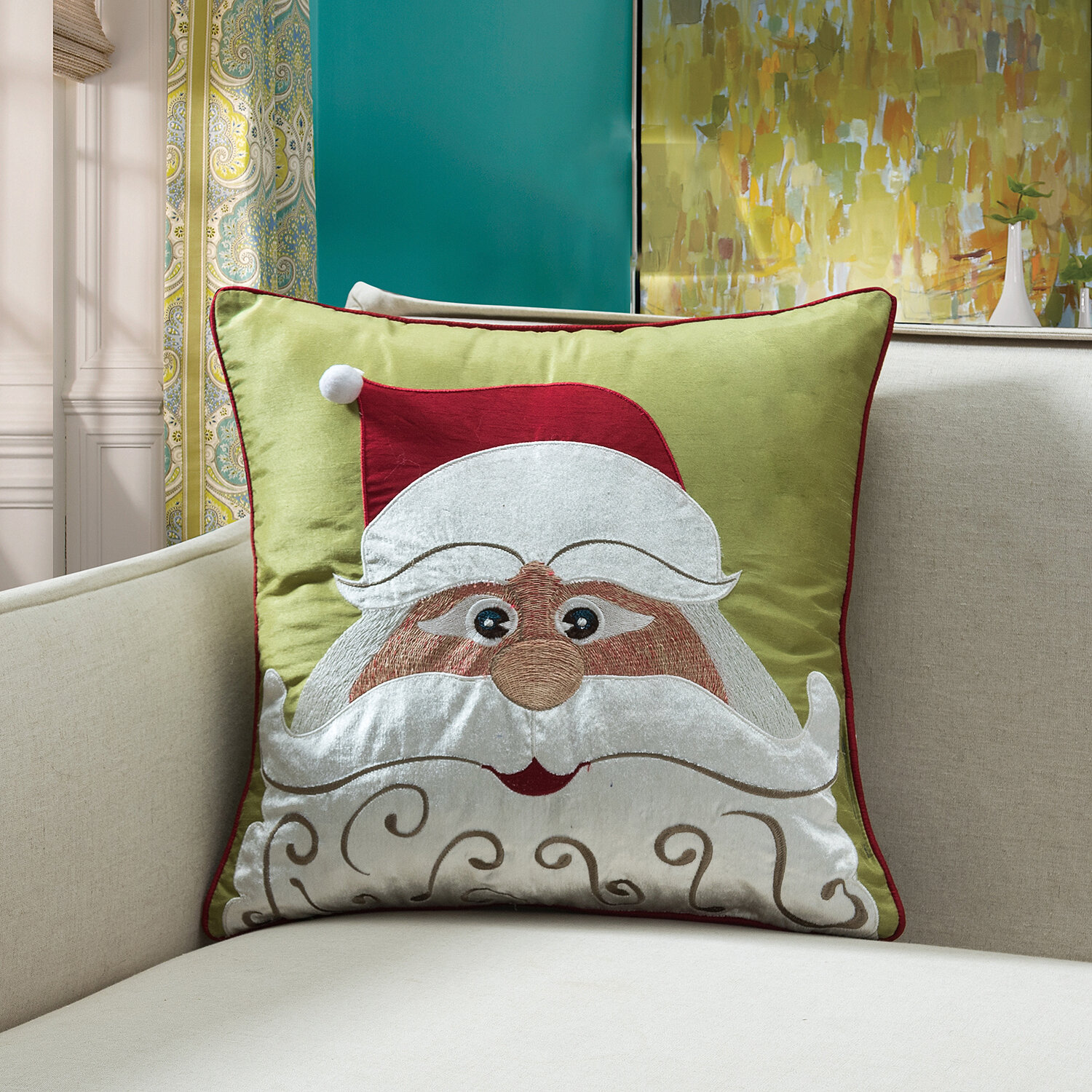 The Holiday Aisle® Isbell Santa Face Throw Pillow & Reviews | Wayfair