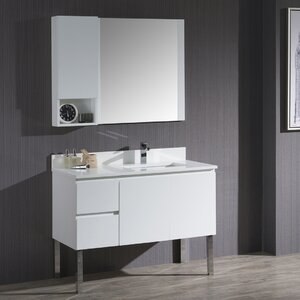Maly 42″ Single Bathroom Vanity Set with Wood Framed Mirror
