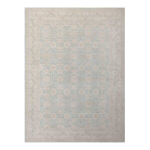 Hand Knotted Wool Light Blue Area Rug