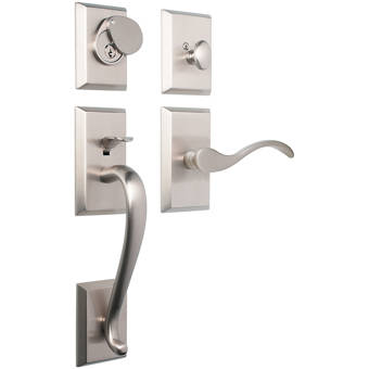 Nostalgic Warehouse F Grip Handleset With Single Cylinder Deadbolt And Swan Door Lever And Rope Rosette
