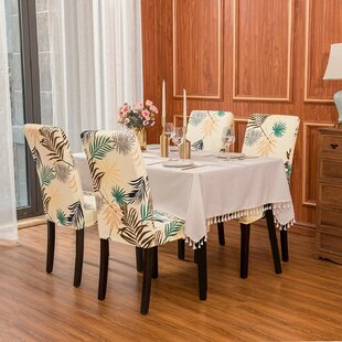 Ultra Soft Stretch Printed Leaf Fitted Dining Chair Slipcover (Set Of 4) By Bayou Breeze