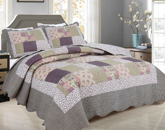 Coverlet Love of Lilac Real Patchwork 100%Cotton Quilt Set Bedspread
