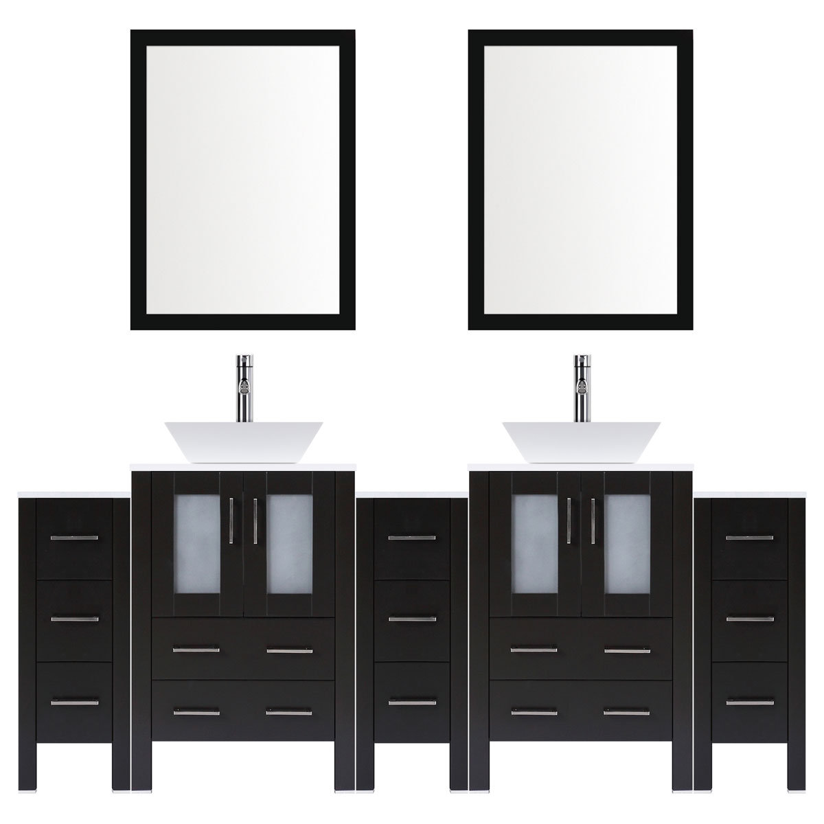 Orren Ellis Dollard Modern 96 Double Bathroom Vanity Set With Mirror Wayfair