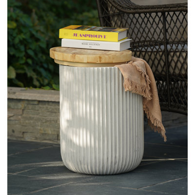 Tommen Cement Outdoor Side, End Table with Storage, Outdoor Accent Table, Housewarming Gifts