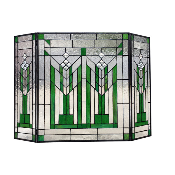 Chloe Lighting Benjamin Mission Folding 3 Panel Glass Fireplace