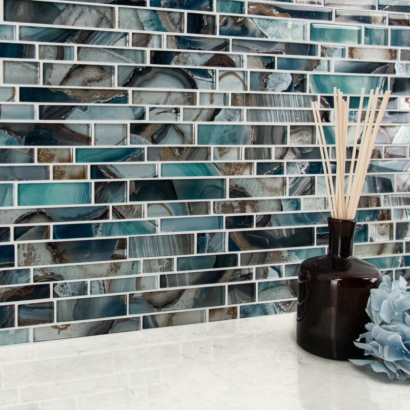 Msi Night Sky Interlocking Glass Mosaic Tile In Blue Reviews