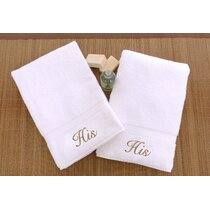 HIS AND HERS Mrs Claus & mr SANTA SET OF 2 BATH HAND TOWELS EMBROIDERED BY LAURA 