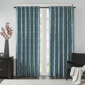 Keaton Geometric Room Darkening Rod Pocket Single Curtain Panel