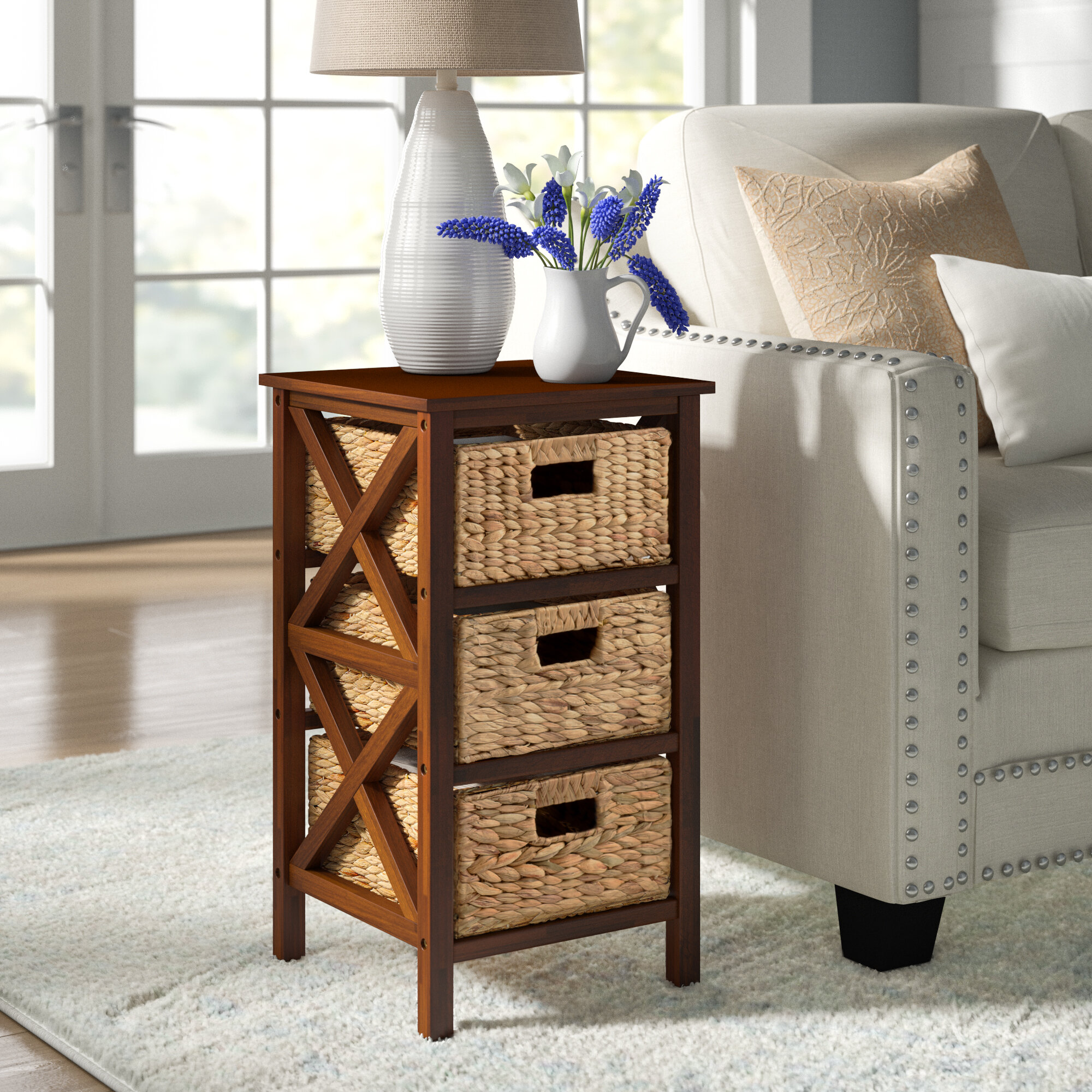 drawer end table with storage