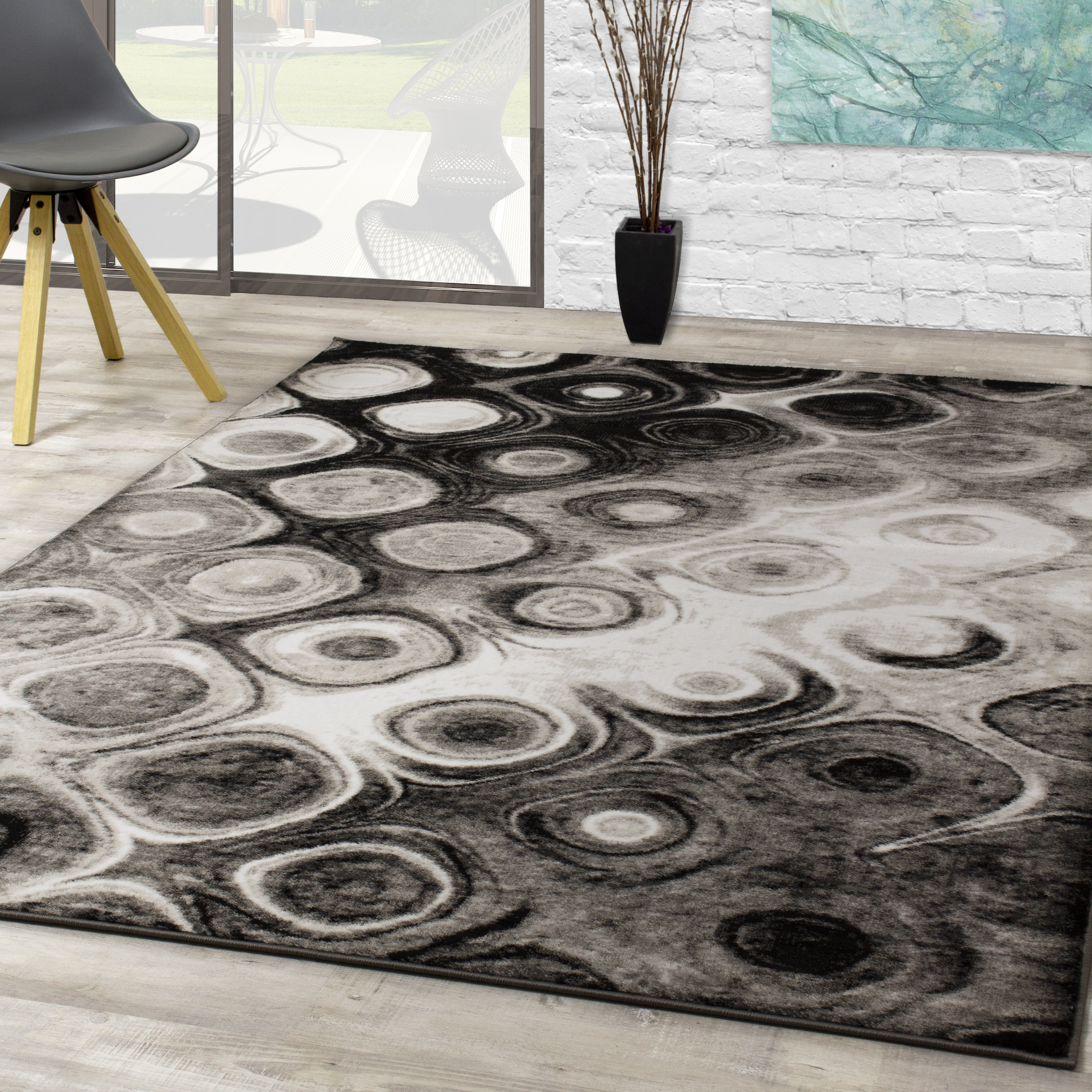 Brayden Studio Woodrum Dark Swirls Charcoal Area Rug Wayfair
