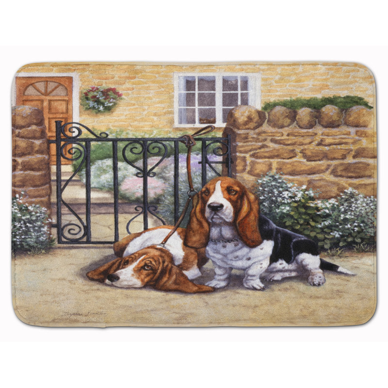 East Urban Home Basset Hound At The Gate Rectangle Microfiber Non Slip Bath Rug Wayfair Ca
