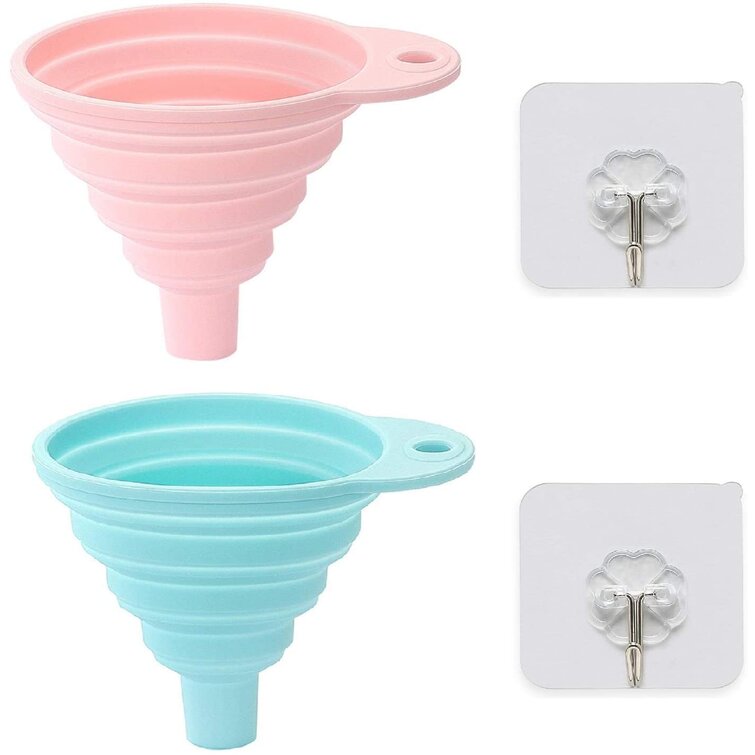 FOLDABLE SILICONE FUNNEL Easy To Store Kitchen Flat Collapsible Oil Water Hopper 