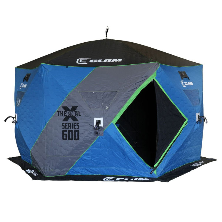 Clam 14470 Portable 11 5 Foot X600 Pop Up Ice Fishing Thermal Hub Shelter Tent Wayfair Ca