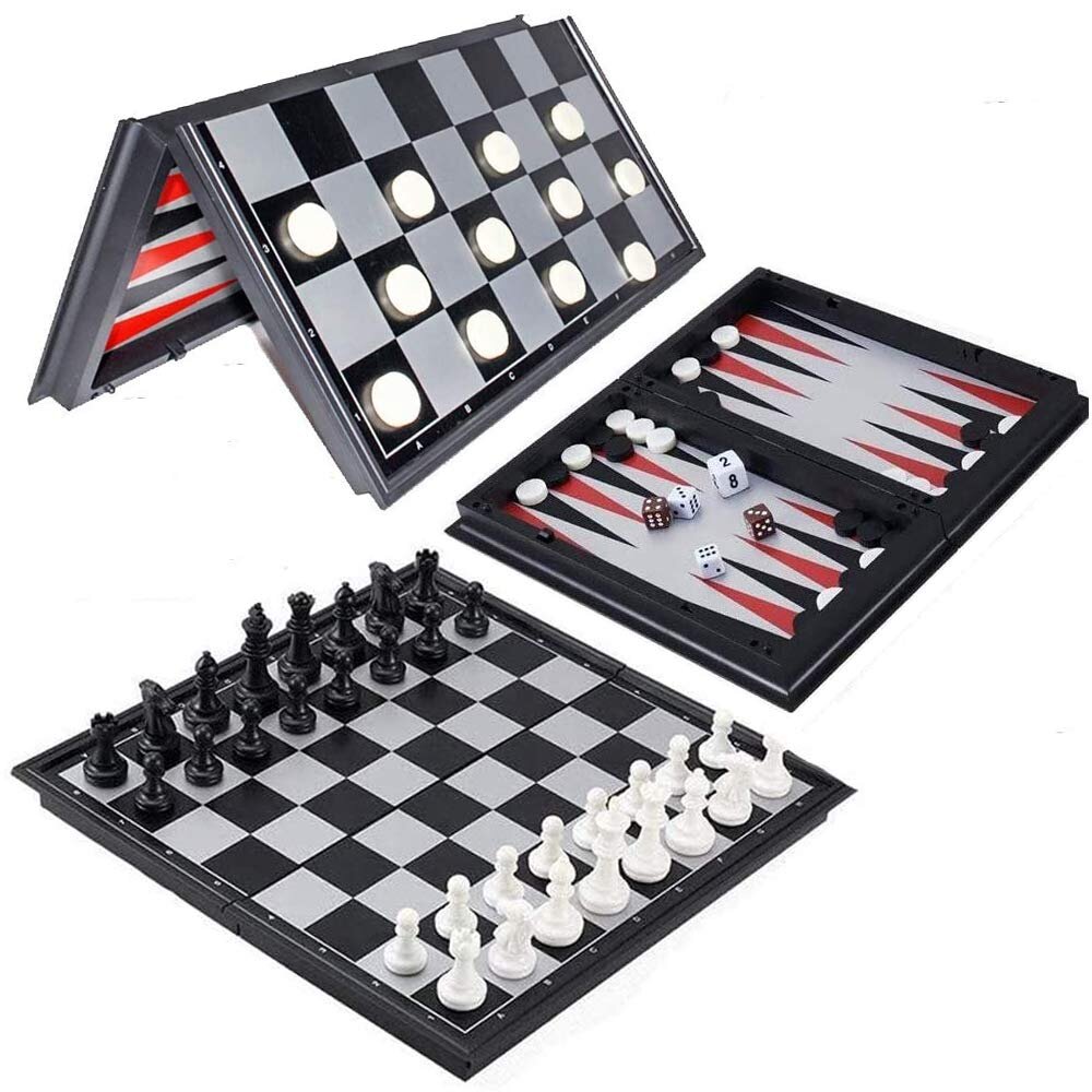 JHEY Mini Chess Folding Portable Magnetic Travel Chess Set Plastic Board Fun Travel Game for Kids Adults