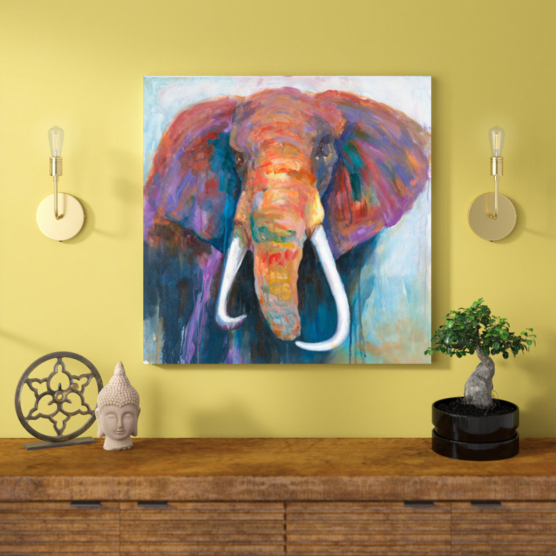 World Menagerie Colorful Elephant Painting Print On Wrapped