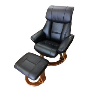 Alfredo Leather Manual Swivel Recliner With Ottoman By World Source Design