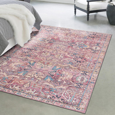 Gwaltney Floral Machine Made Power Loom Chenille Area Rug in Pink