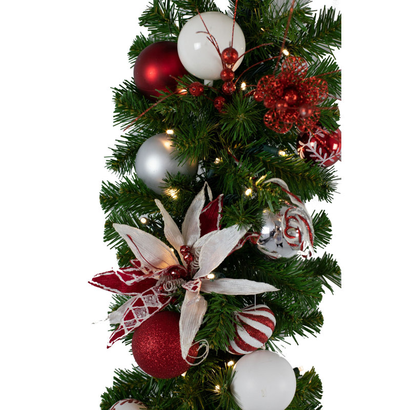 The Holiday Aisle 9 Decorated Candy Cane Pre Lit Garland With 100
