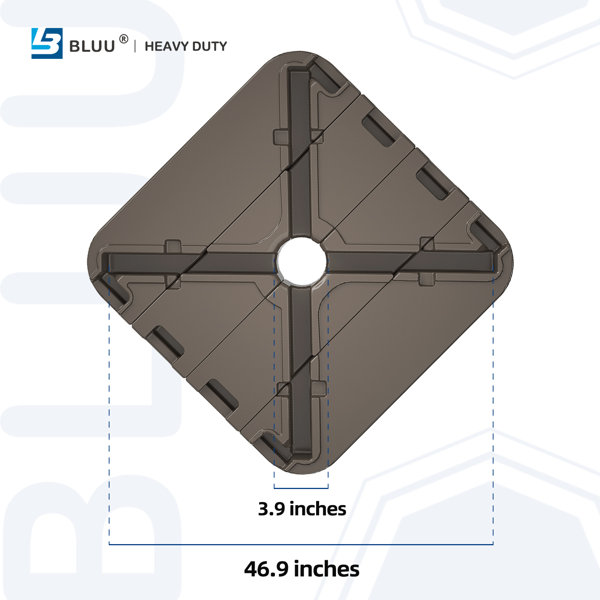 Bluu 4 Pc 430 Lbs Weighted Base Heavy Duty Offset Cantilever Hanging Patio Umbrella Hdpe Recyclable Plastic Square Base Free Standing Water Sand Filled Weight Base Dark Brown Reviews Wayfair