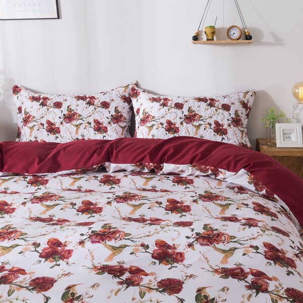 Hummingbird Retro Houses Blue Wave Cotton Single Duvet Quilt Cover Bedding Set 
