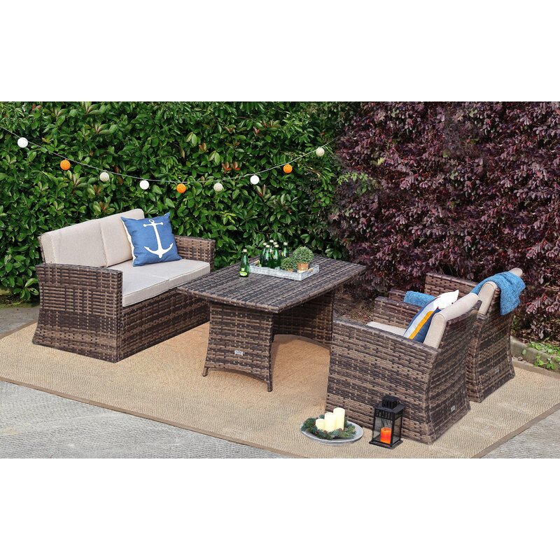 Baner Garden 4 Piece Sofa Seating Group With Cushions Wayfair