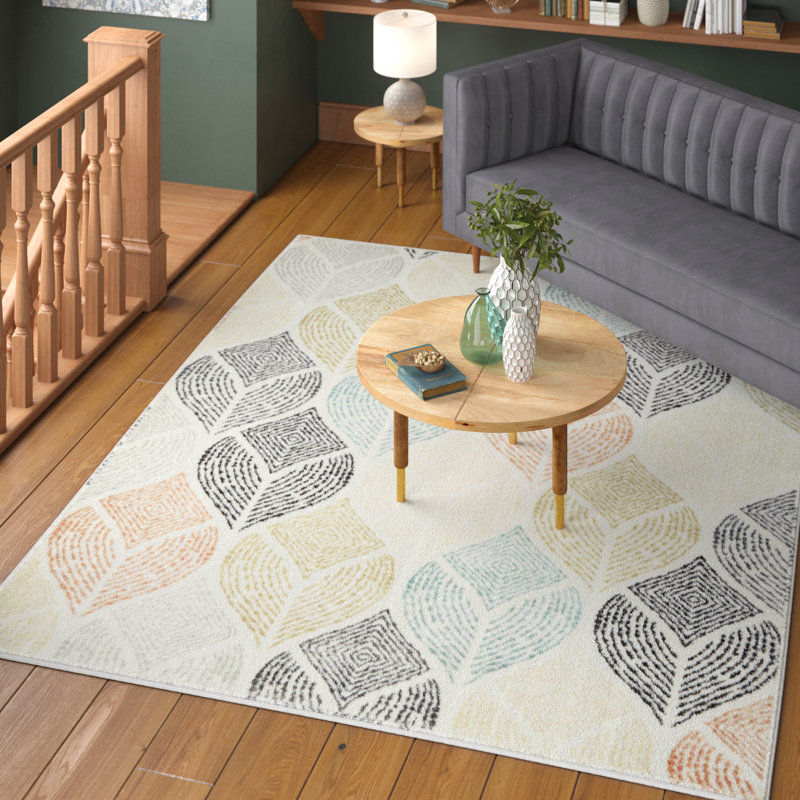 Bungalow Rose Sharonville Geometric Ivory Cream Brown Area Rug Reviews Wayfair