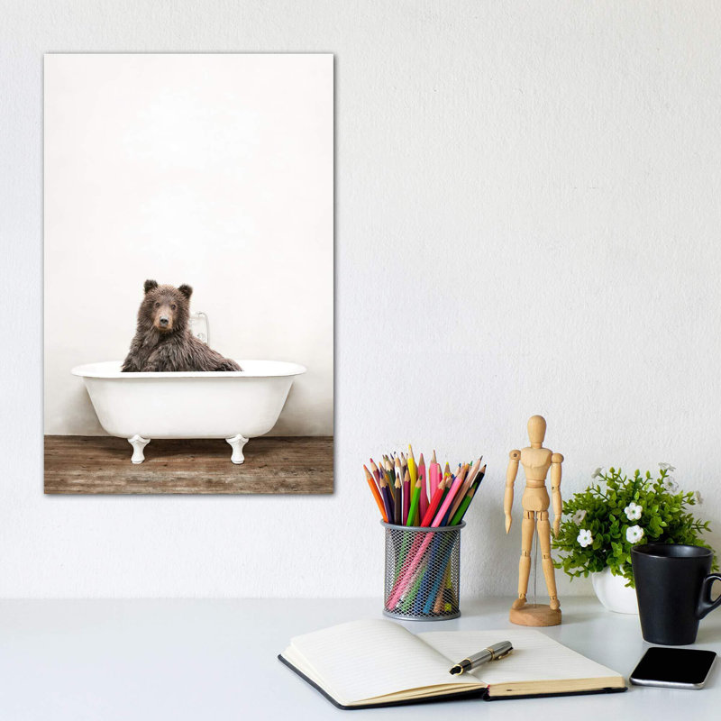 East Urban Home Bear In Bathtub By Amy Peterson Graphic Art Print