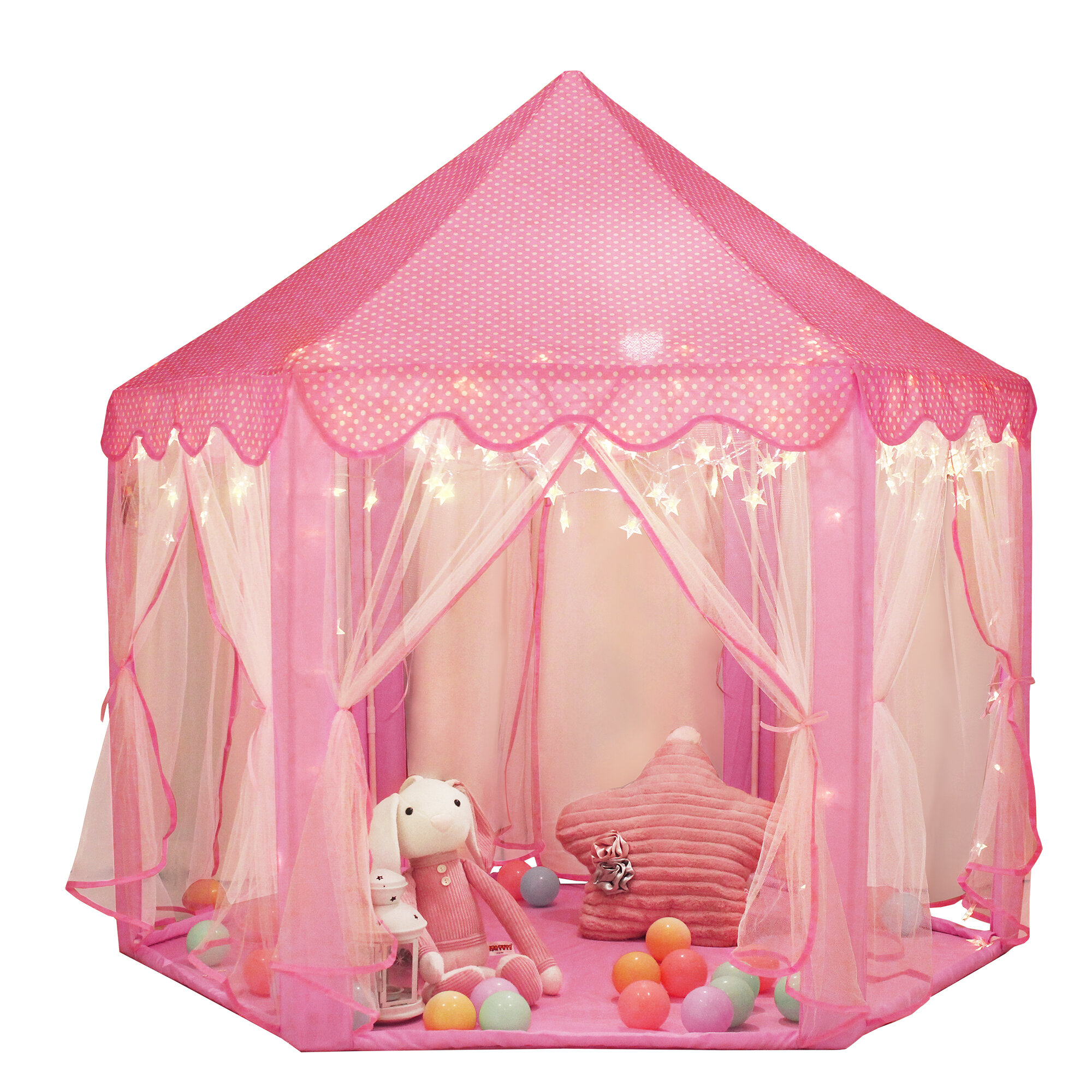 Dream Princess Indoor Playhouse Toy Play Tent for Kids Toddlers with Mat Floor 