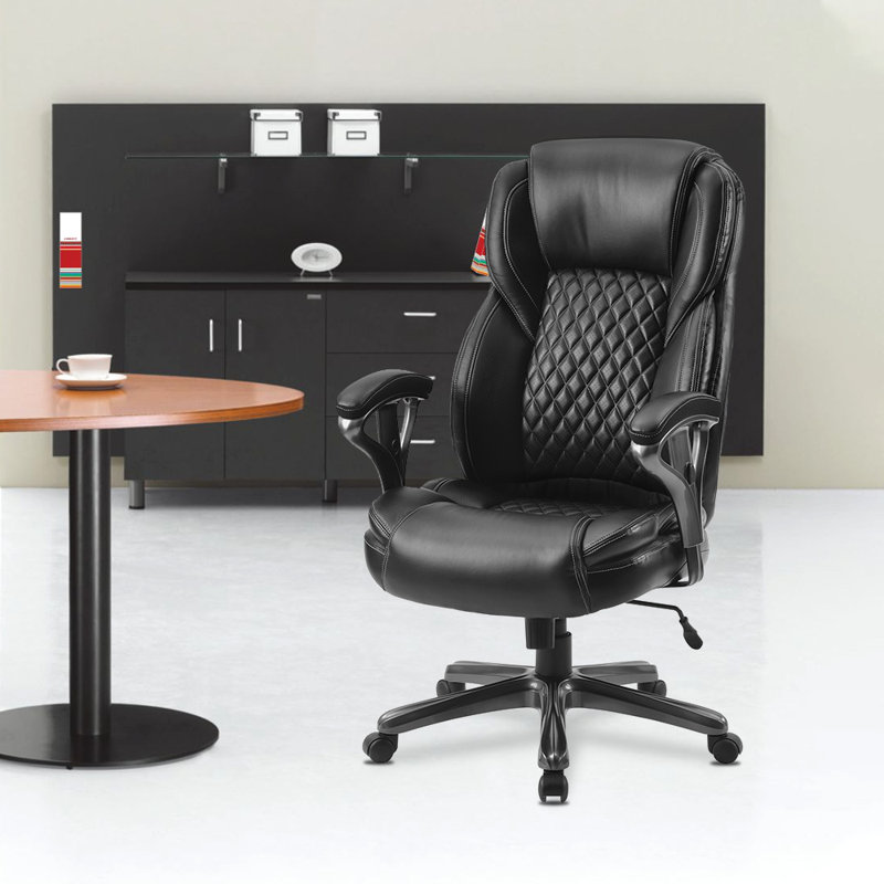 Latitude Run High Back Big And Tall Office Chair Ergonomic Pu Leather Executive Computer Desk Chair Rolling Swivel Chair Thick Padding Computer Chair For Women Men Adults Black Wayfair Ca