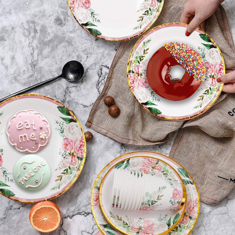 floral paper plates and napkins