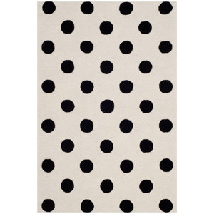 Claro Polka Dots Hand-Tufted Ivory/Black Area Rug