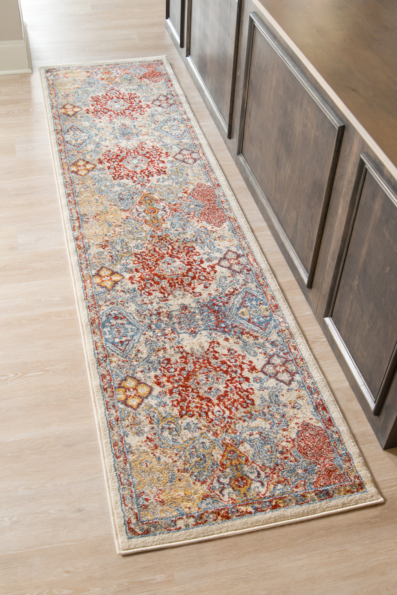 Penton Transitional Red Blue Area Rug