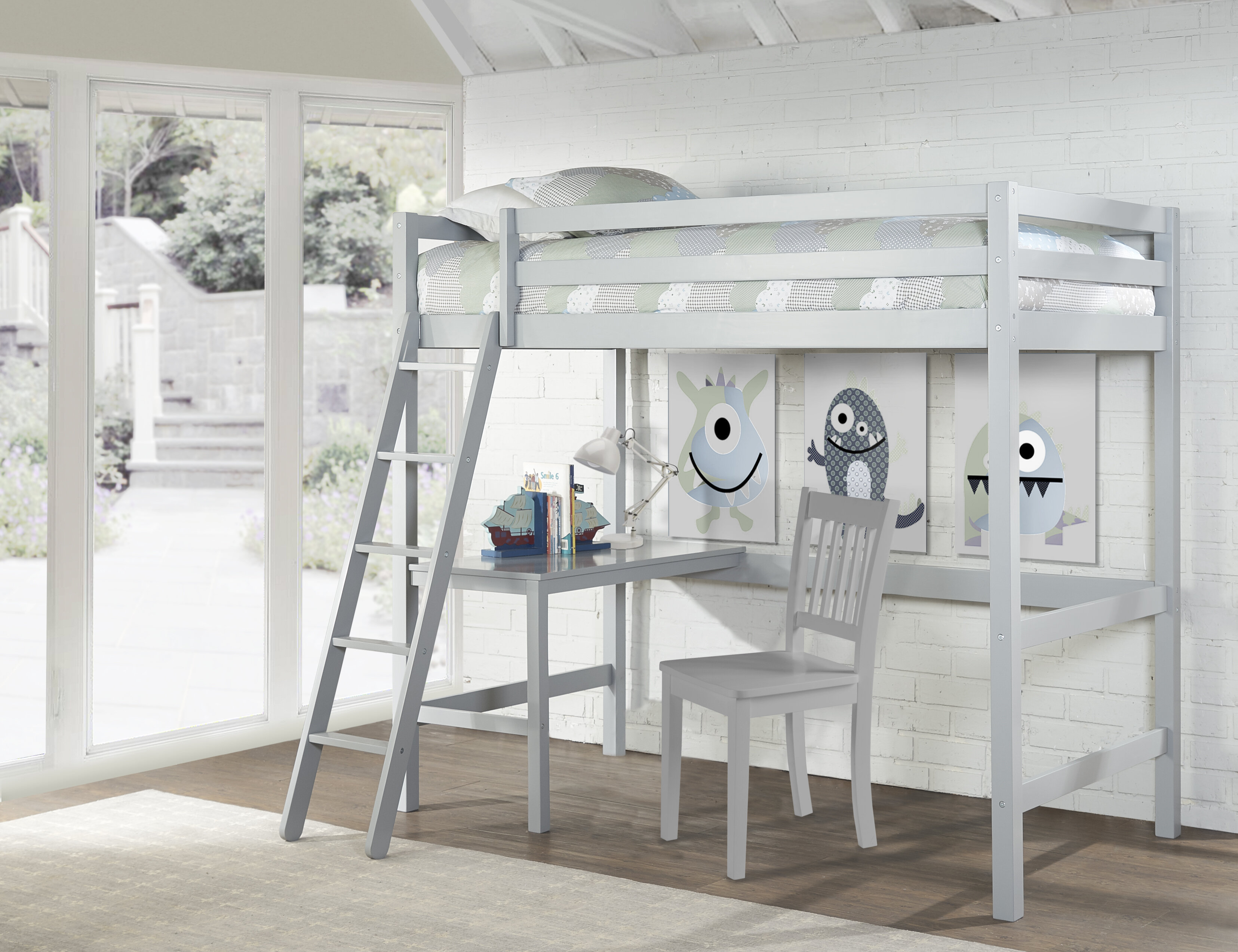 bunk bed with chair