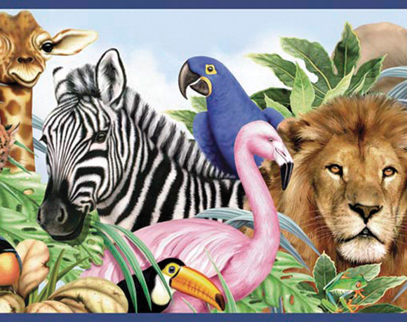 4 Walls Jungle Animals Free Style 12 X 6 Wildlife Border Wallpaper Wayfair