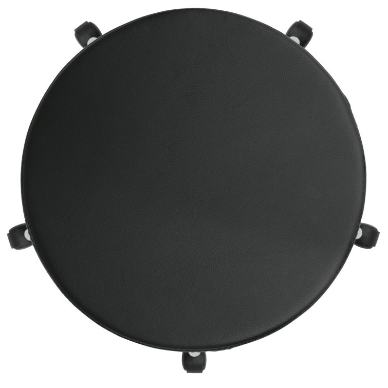 Inbox Zero Durable Stool Padded Height Adjustable For Office Studio Or Salon With Footring Chrome Black Wayfair